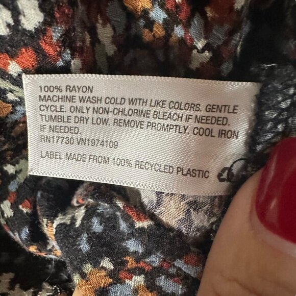 Knox Rose Blouse‎ Long Sleeve Black Multi-Color Print Boho Faux Wrap Womens 2X - Picture 6 of 6